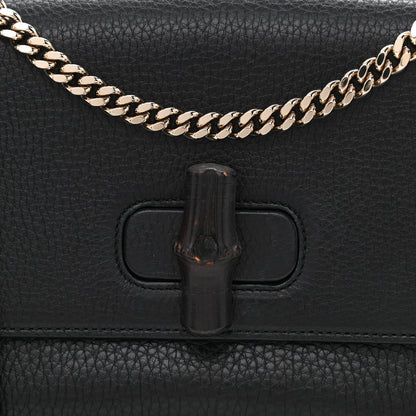 Gucci Pebbled Calfskin Medium Miss Bamboo Shoulder Bag Black 8 of 10