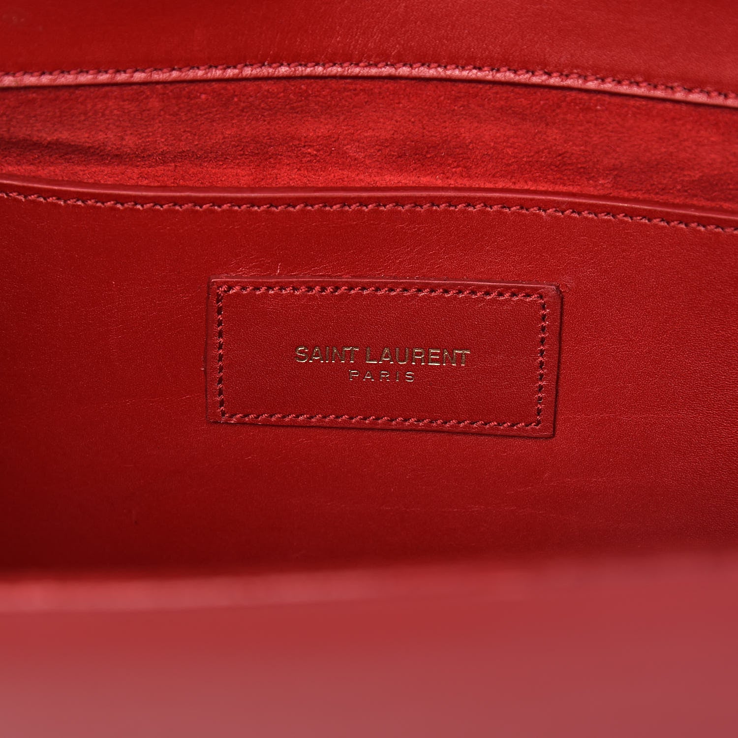 Saint Laurent Calfskin Classic Monogram Tassel Clutch Red 7 of 15
