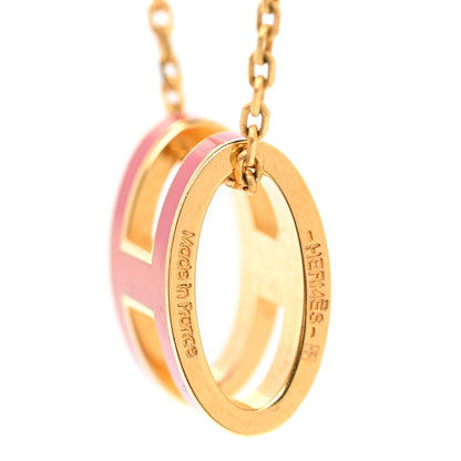 Hermes Lacquered Gold Pop H Pendant Necklace Rouge Vif 6 of 7