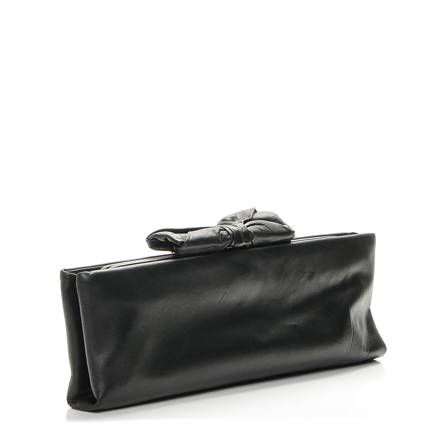 Lambskin Bow Clutch Black