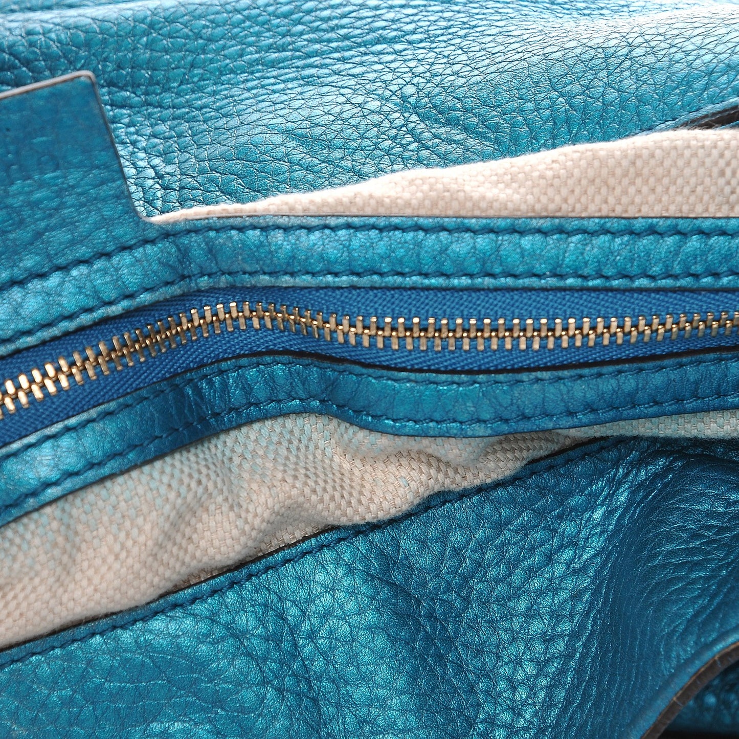 Metallic Cellarius Calfskin Medium Soho Chain Shoulder Bag Deep Cobalt