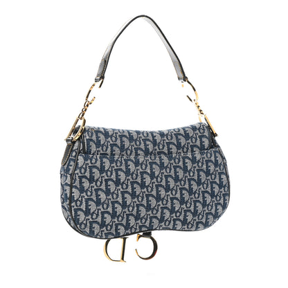 Christian Dior Monogram Double Saddle Bag Navy Blue 3 of 8