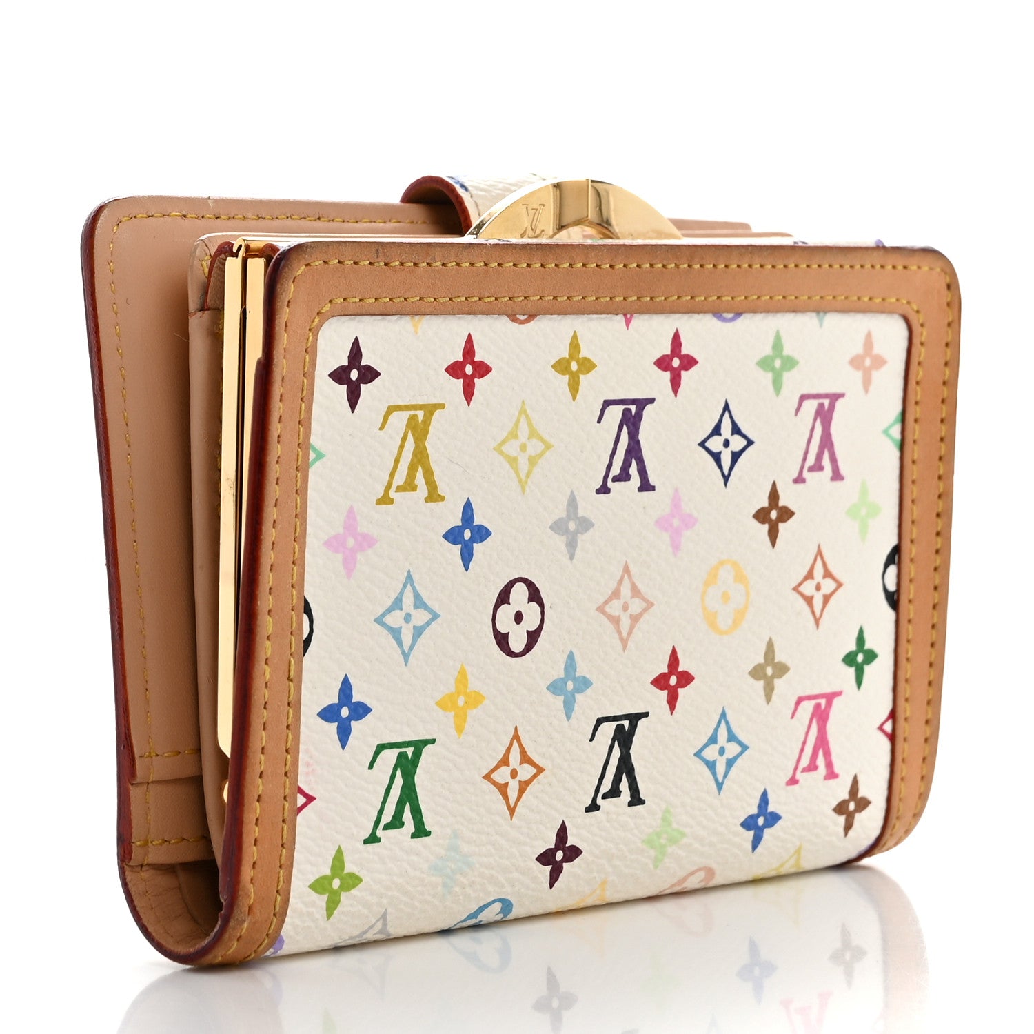 Louis Vuitton Monogram Multicolor French Purse Wallet White 3 of 13