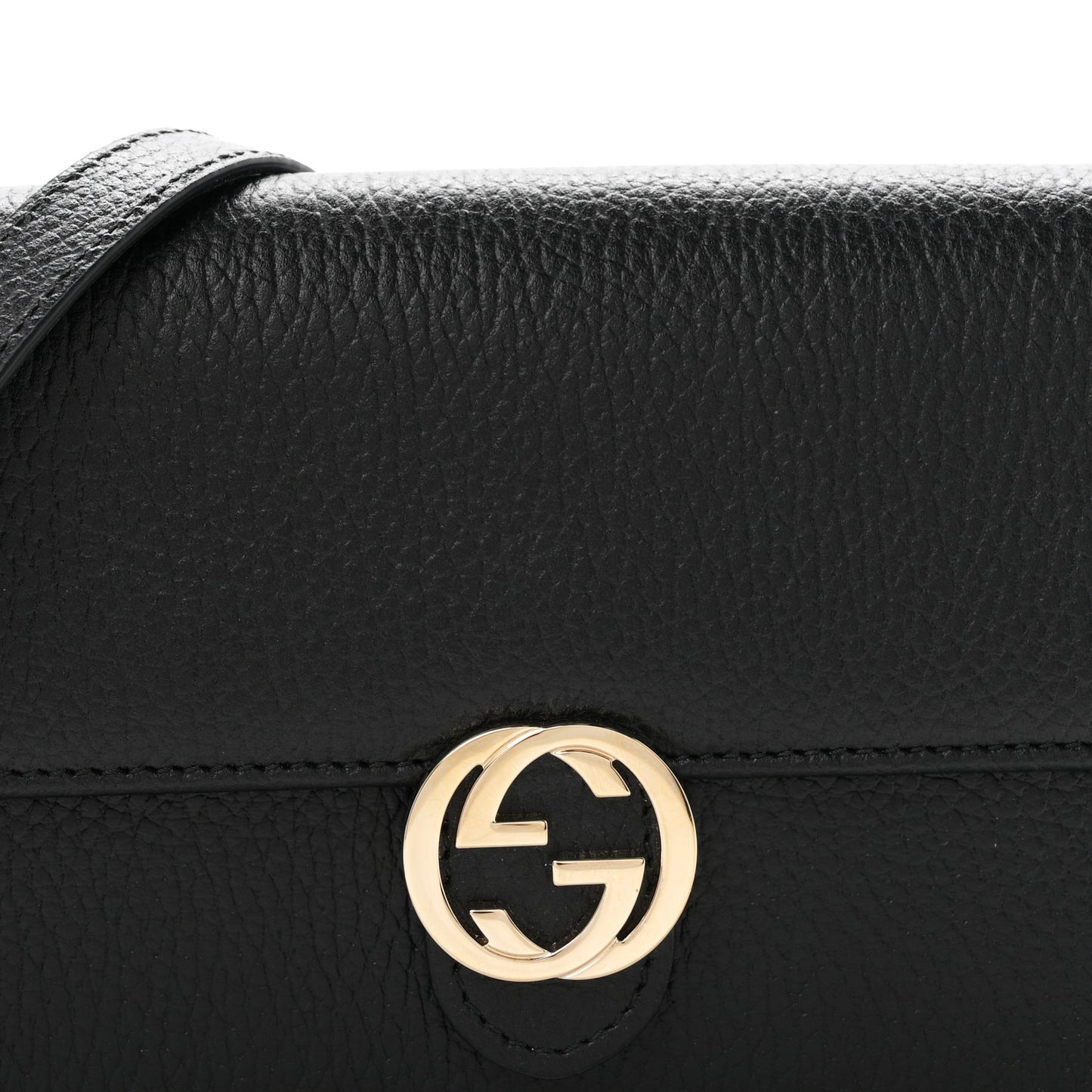Dollar Calfskin Interlocking G Chain Wallet Black
