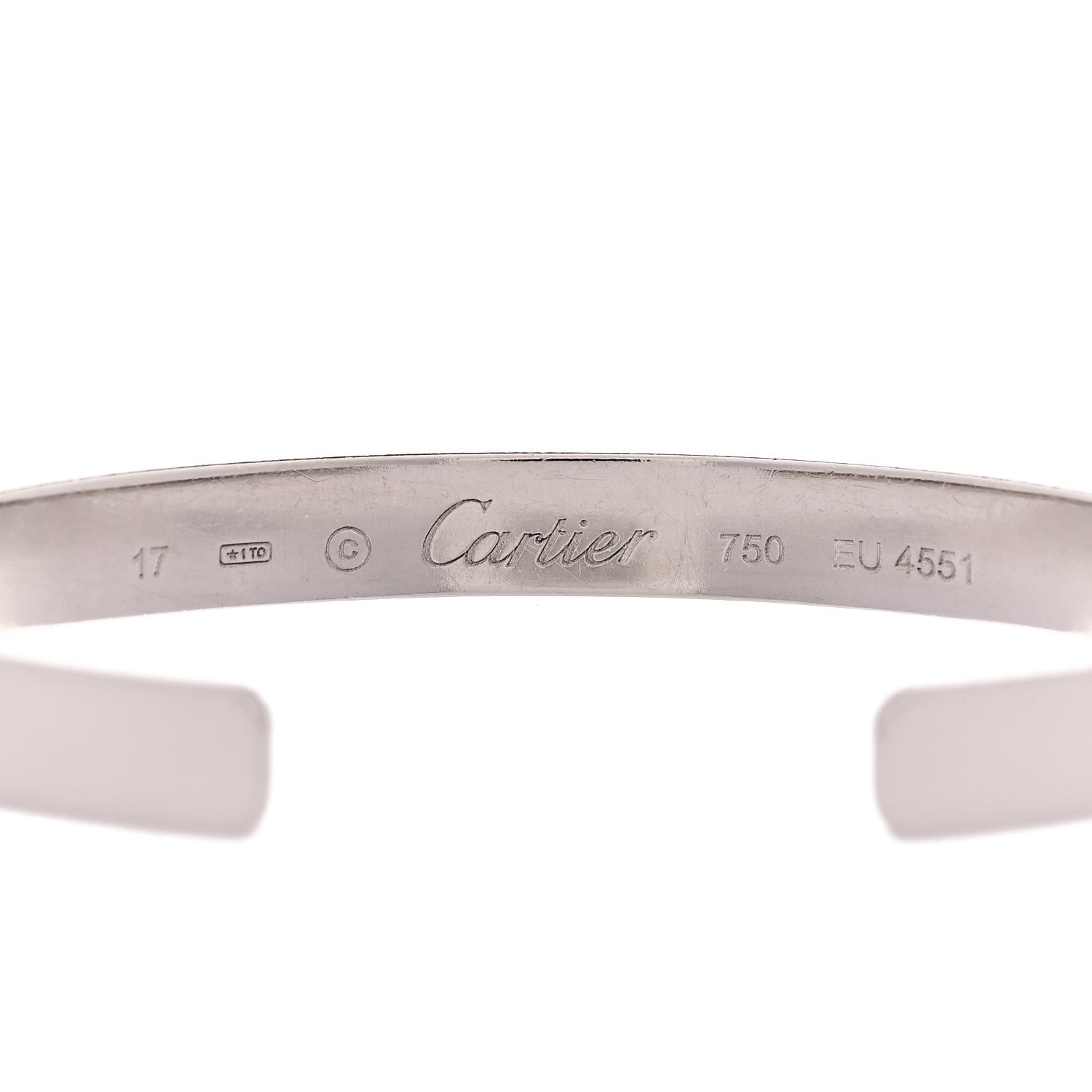 Cartier 18K White Gold LOVE Cuff Bracelet 17 3 of 4