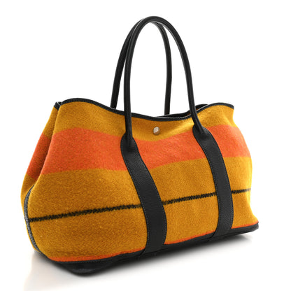 Hermes Wool Rocabar Garden Party Tote 36 MM Orange Bleu Marine 3 of 10