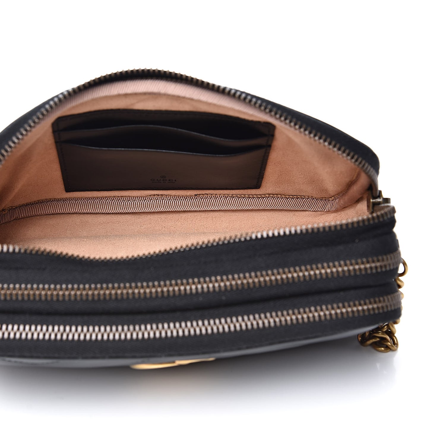 Calfskin Matelasse Mini GG Marmont Chain Crossbody Bag Black