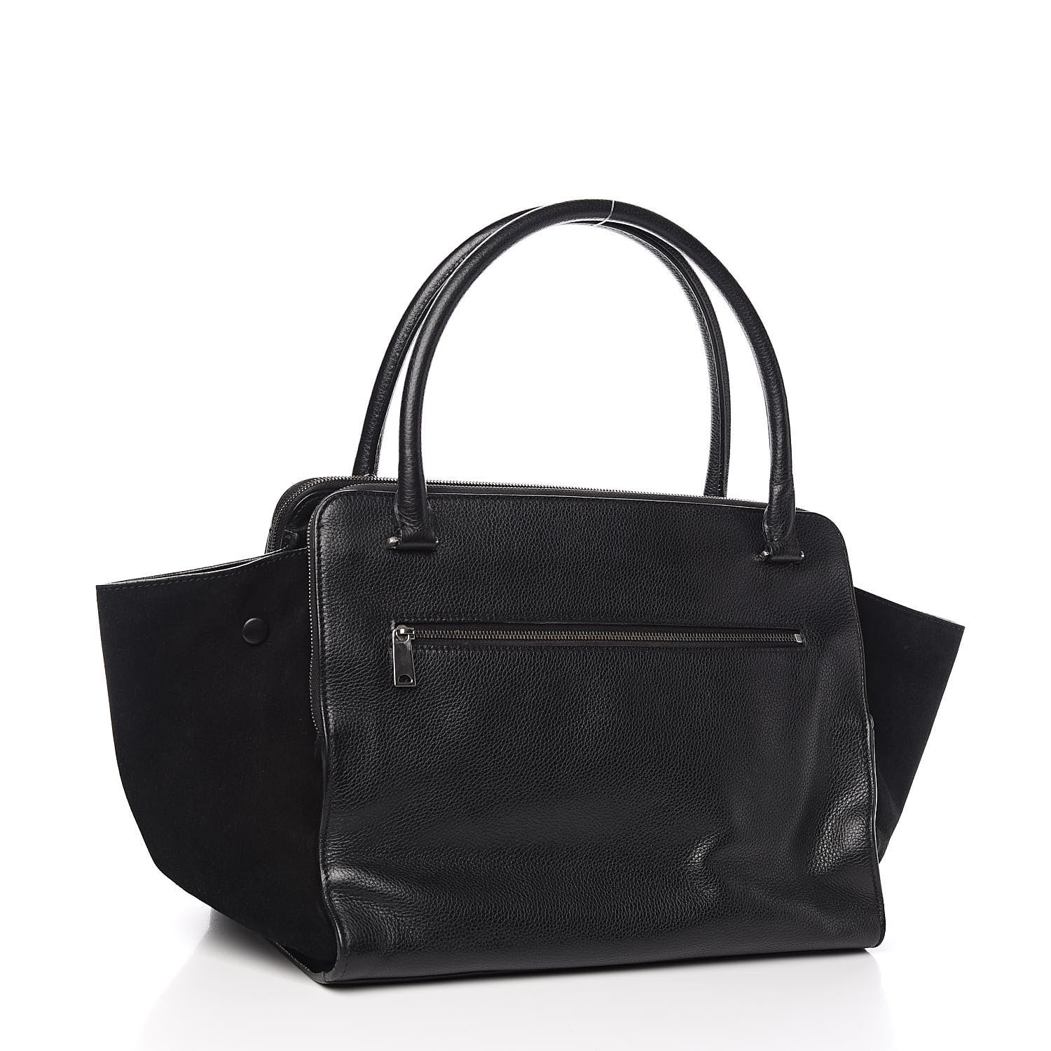 Celine Drummed Calfskin Suede Double Zip Trapeze Black 3 of 13