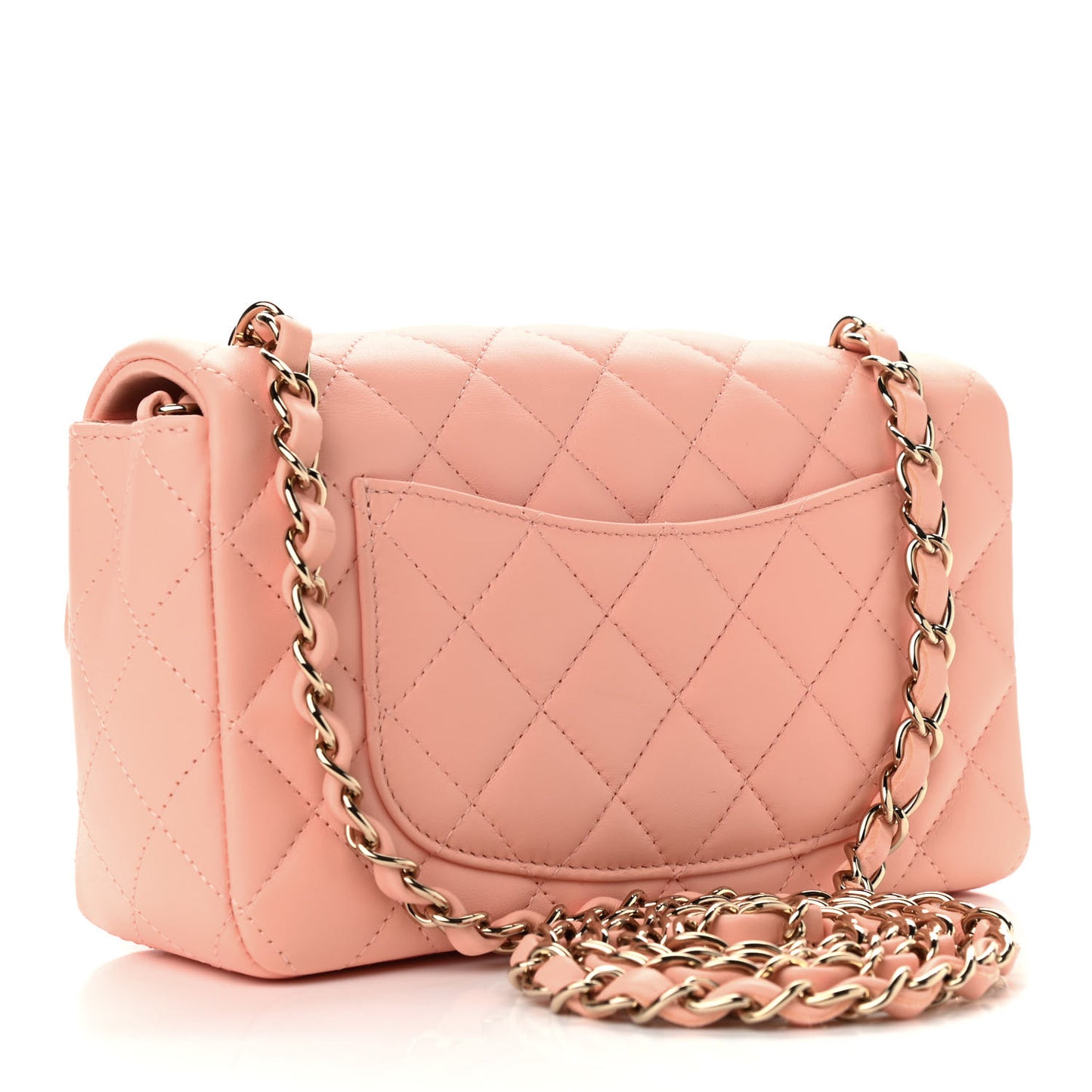 Lambskin Quilted Mini Rectangular Flap Light Orange