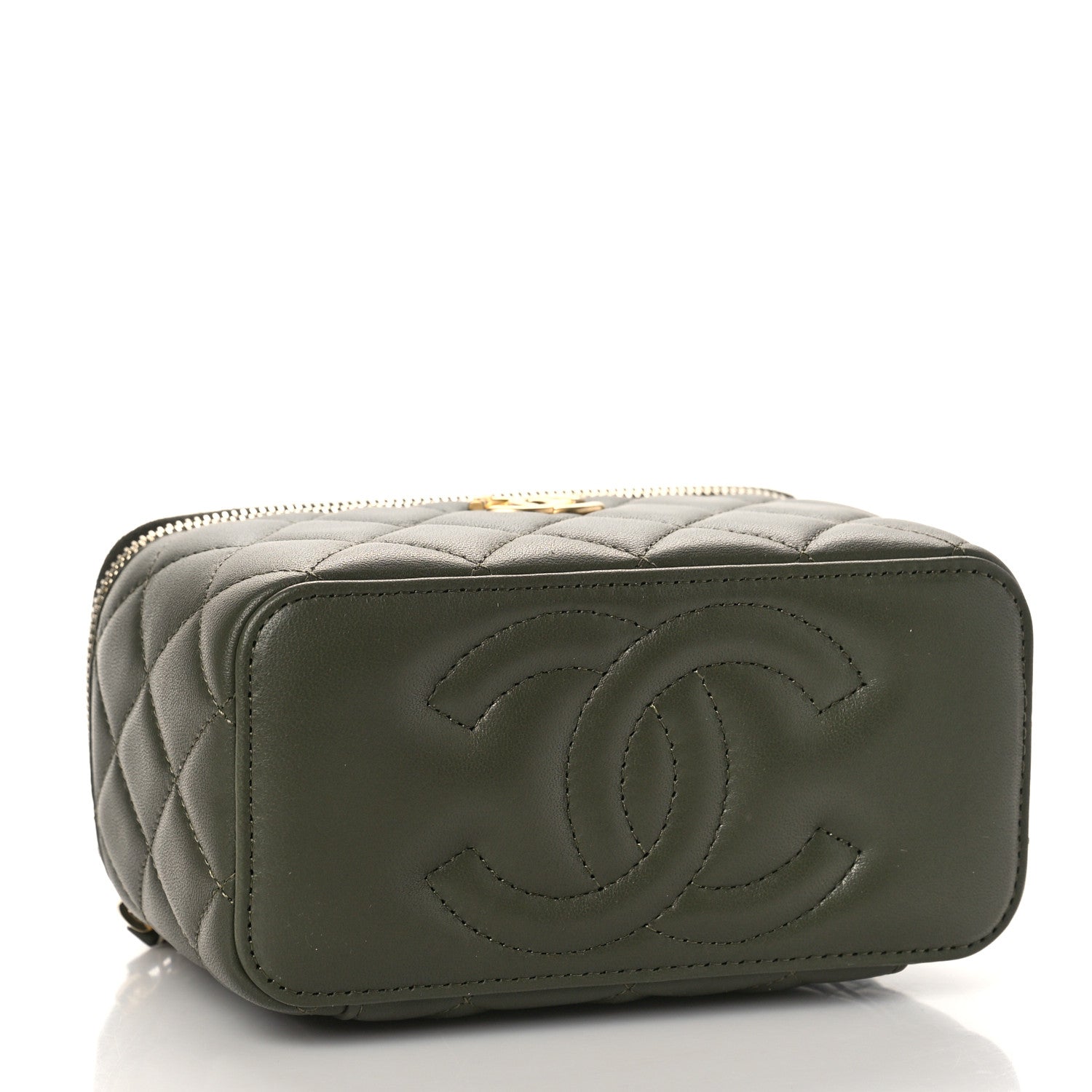 Chanel Lambskin Quilted Pick Me Up Vanity Case Khaki 4 of 10
