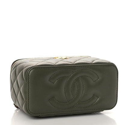 Chanel Lambskin Quilted Pick Me Up Vanity Case Khaki 4 of 10