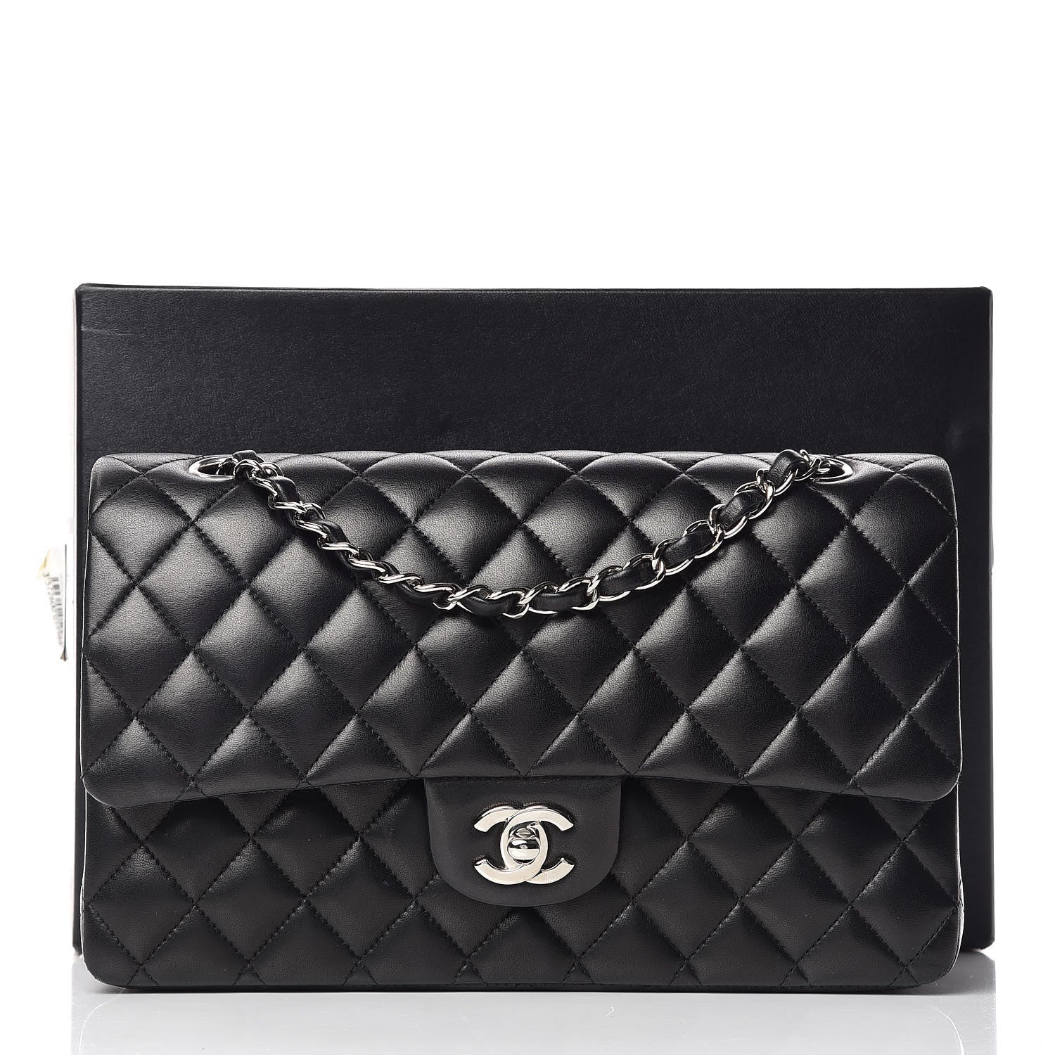 Chanel Lambskin Quilted Medium Double Flap Black 11 of 11