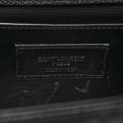 Saint Laurent Grain De Poudre Textured Mixed Matelasse Triquilt Medium Monogram Satchel Black 6 of 11