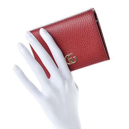 Gucci Pebbled Calfskin GG Marmont Card Case Hibiscus Red 2 of 8