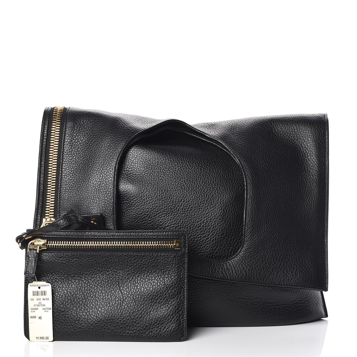 Grained Calfskin Large Alix Padlock Zip Shoulder Bag Black
