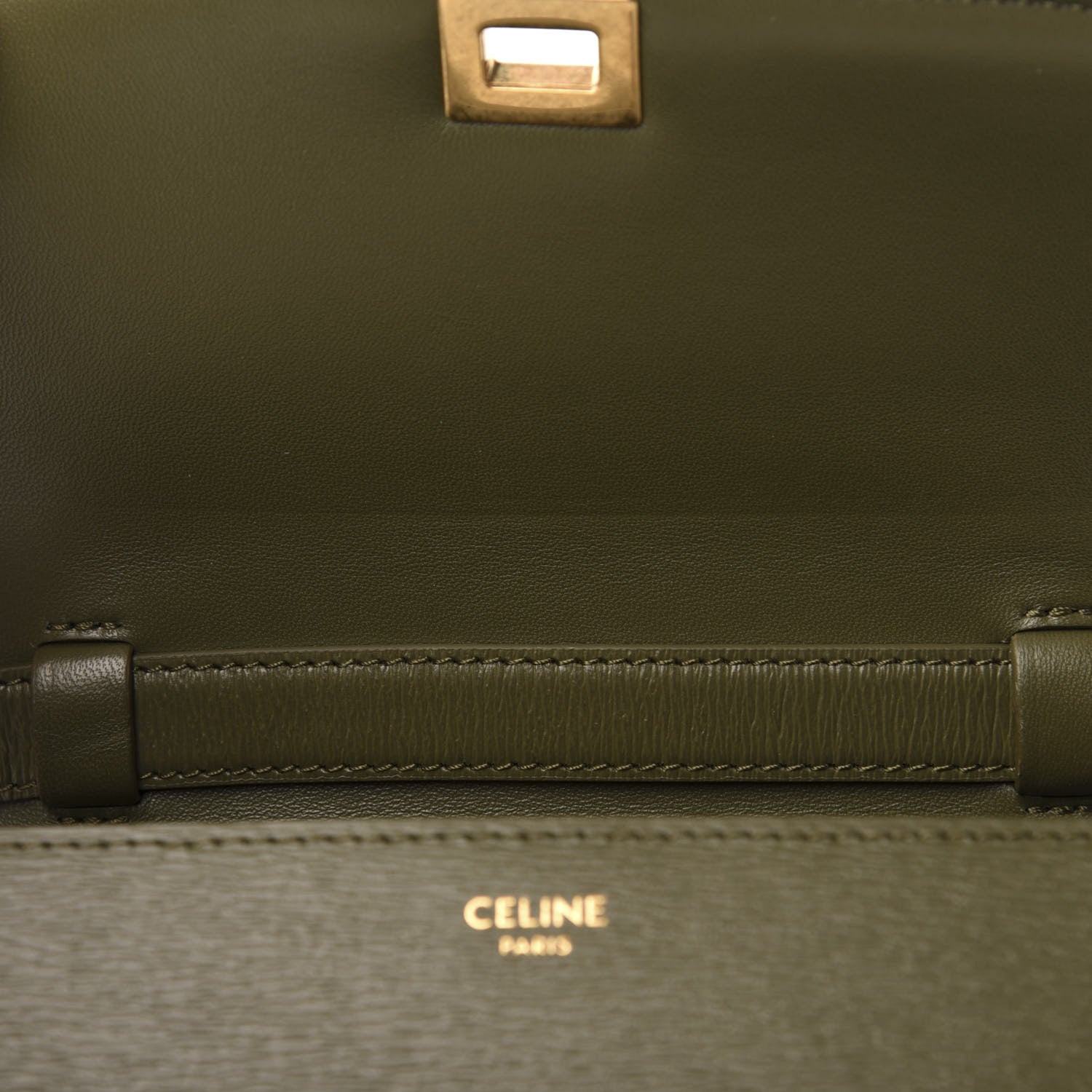 Celine Liege Calfskin Teen Classic Box Flap Bag Dark Olive 8 of 12