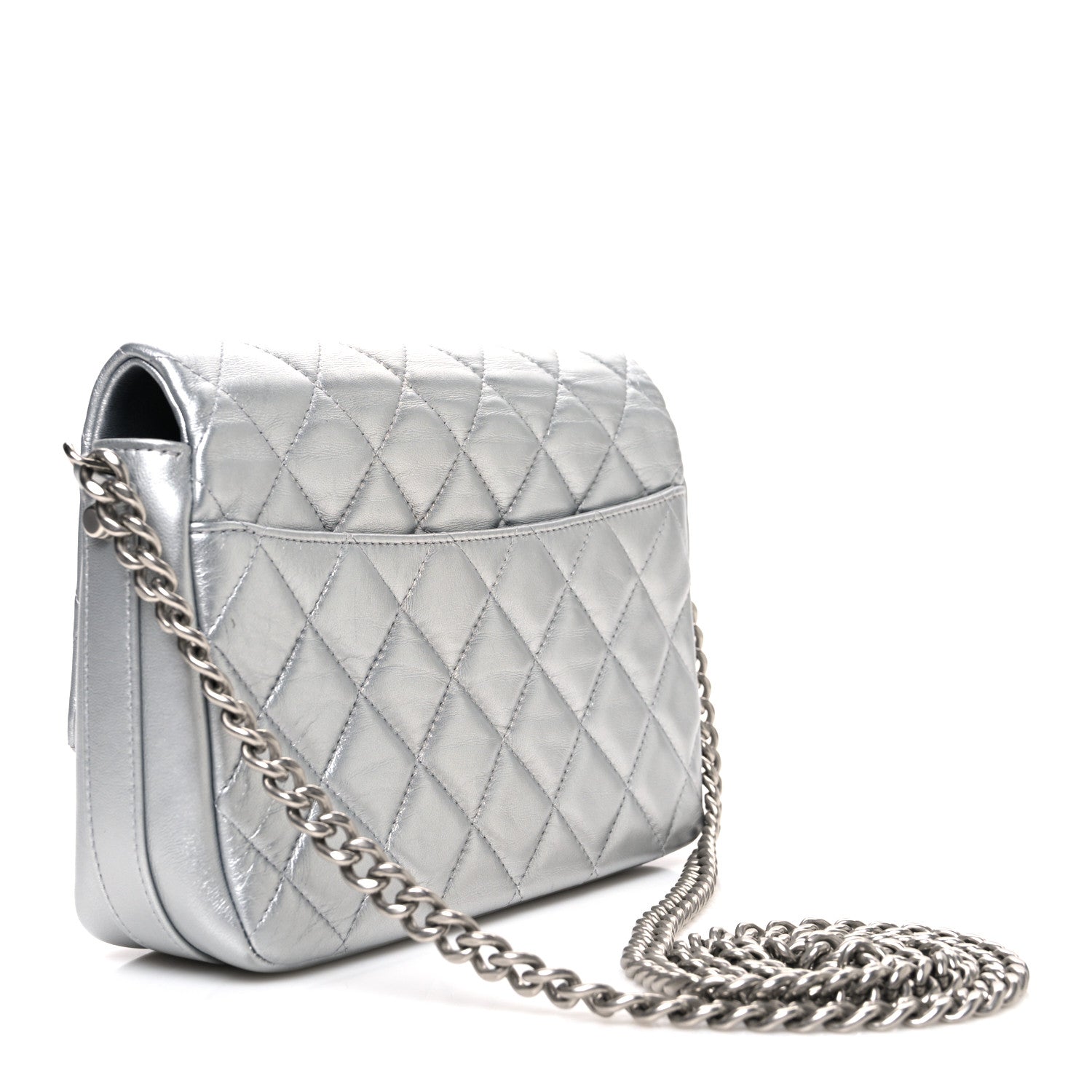 Chanel Metallic Lambskin Quilted Mini Maxi CC Flap Argent 3 of 10