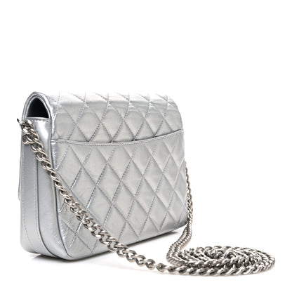 Chanel Metallic Lambskin Quilted Mini Maxi CC Flap Argent 3 of 10