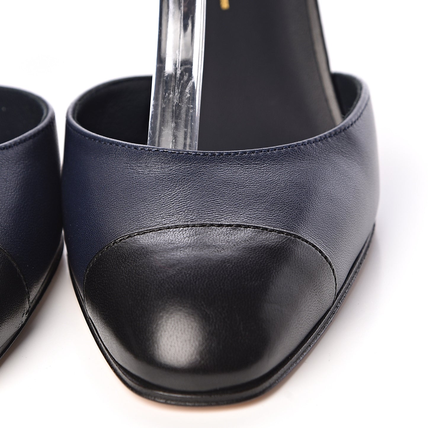 Lambskin Cap Toe CC Ankle Strap Pumps 37 Navy Black