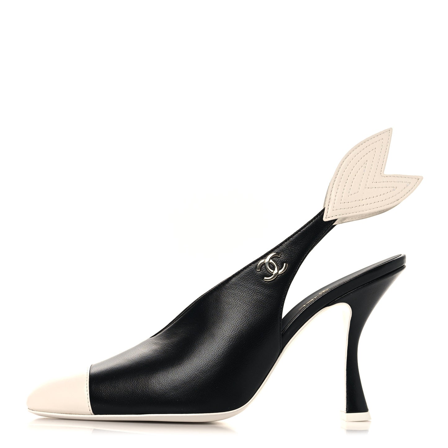 Lambskin Slingback Pumps 39 Black White