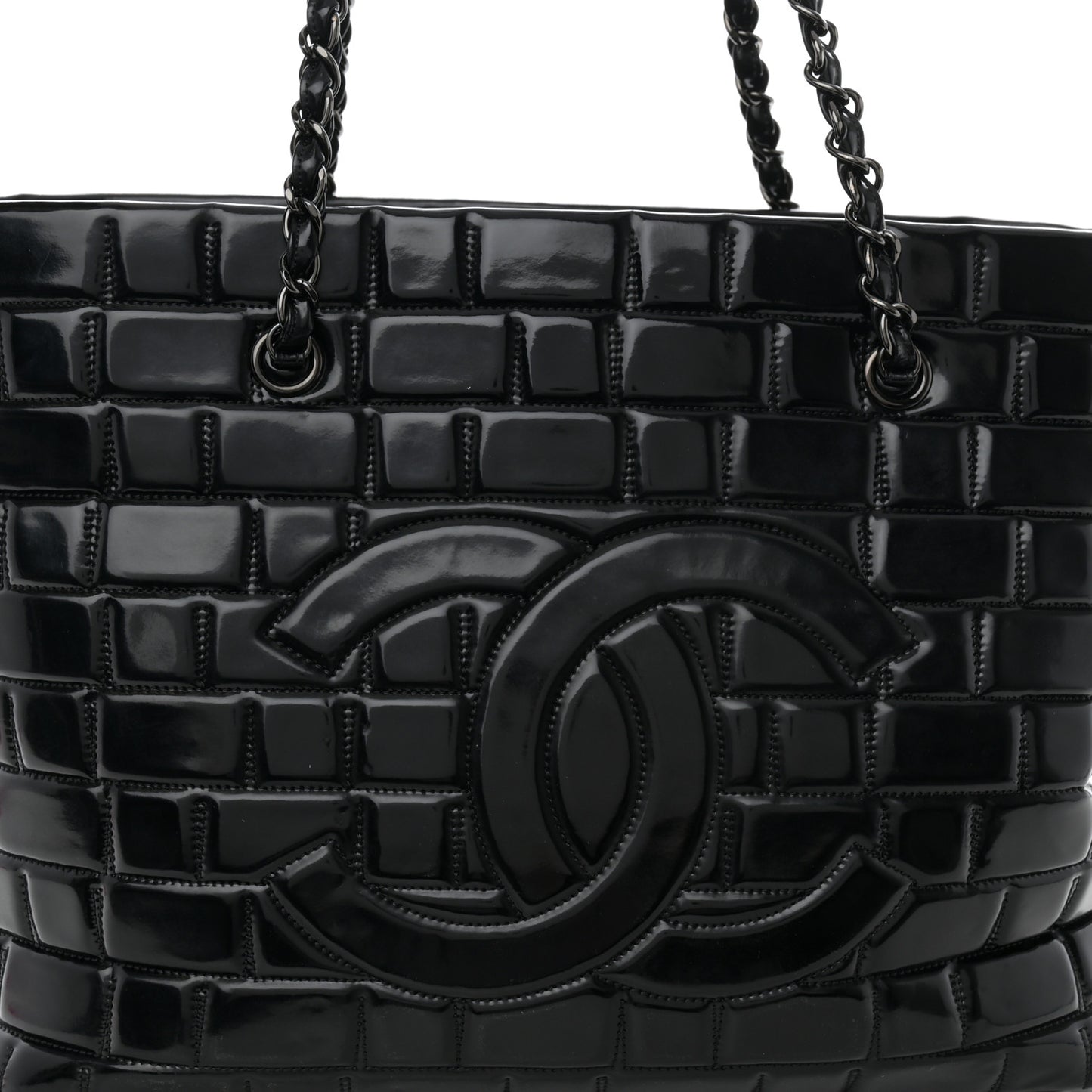 Vinyl Quilted Frozen Shopping Tote Black