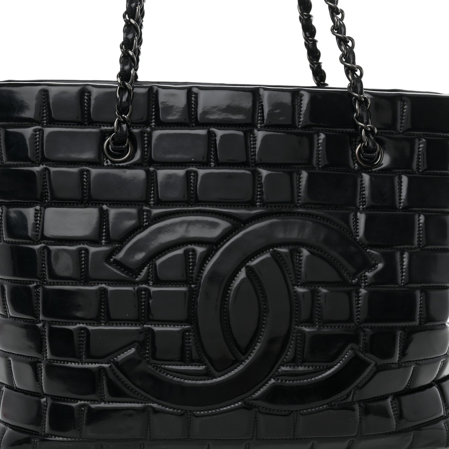Chanel Vinyl Quilted Frozen Shopping Tote Black 8 of 12
