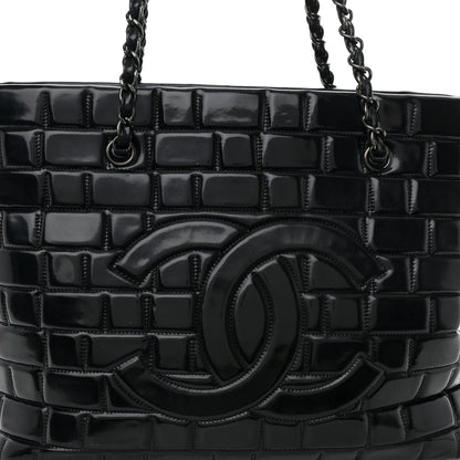 Chanel Vinyl Quilted Frozen Shopping Tote Black 8 of 12