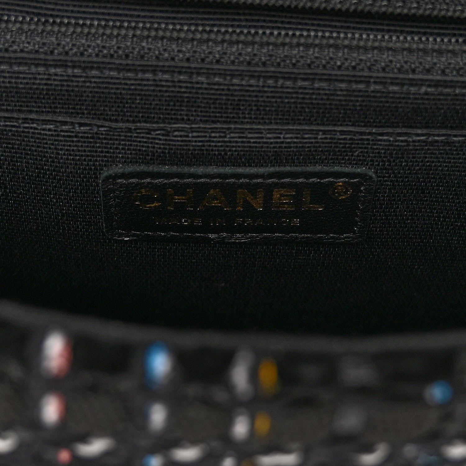 Chanel Cotton Raffia Lambskin Woven Medium Single Flap Black 6 of 12