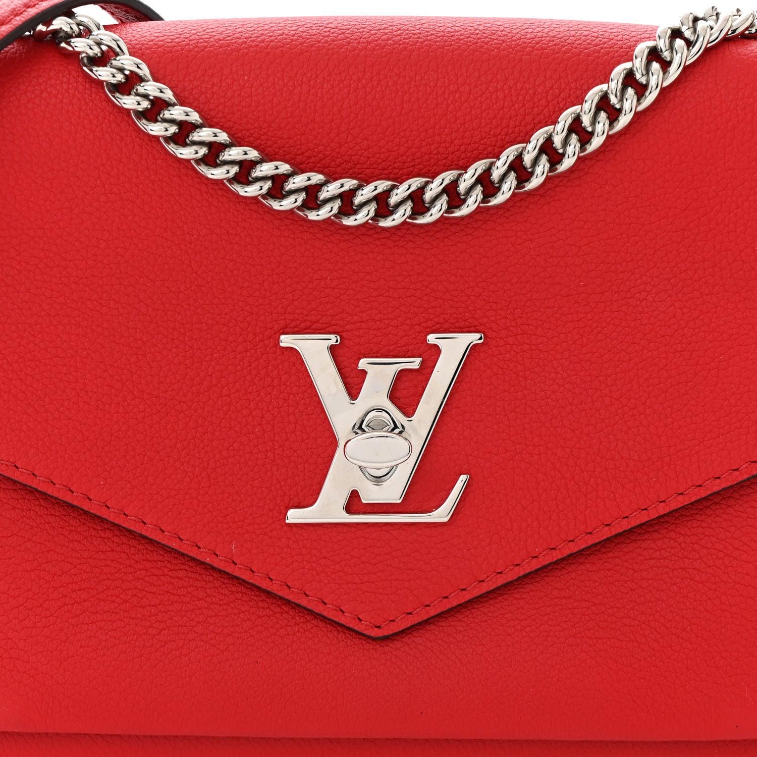 Louis Vuitton Soft Calfskin Mylockme Chain Bag BB Rubis 8 of 10