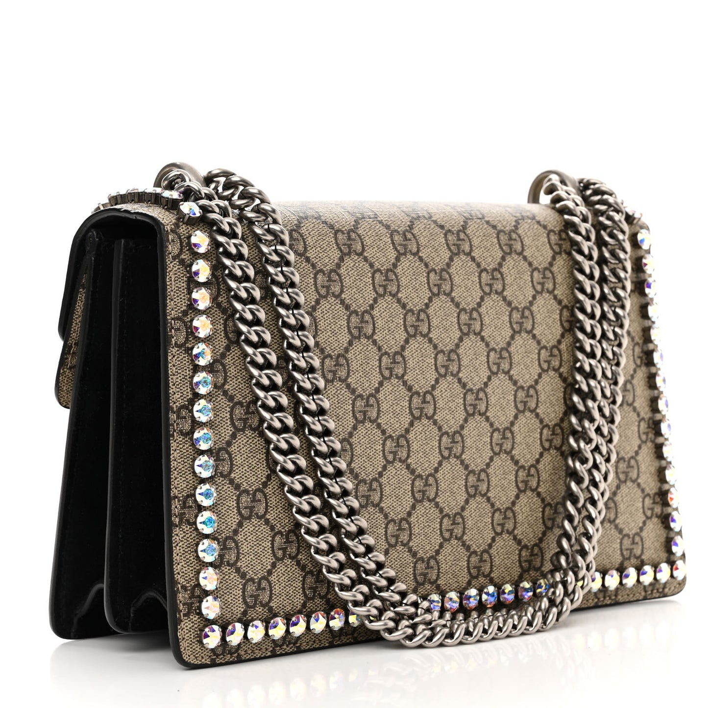 GG Supreme Monogram Crystal Small Dionysus Shoulder Bag Black
