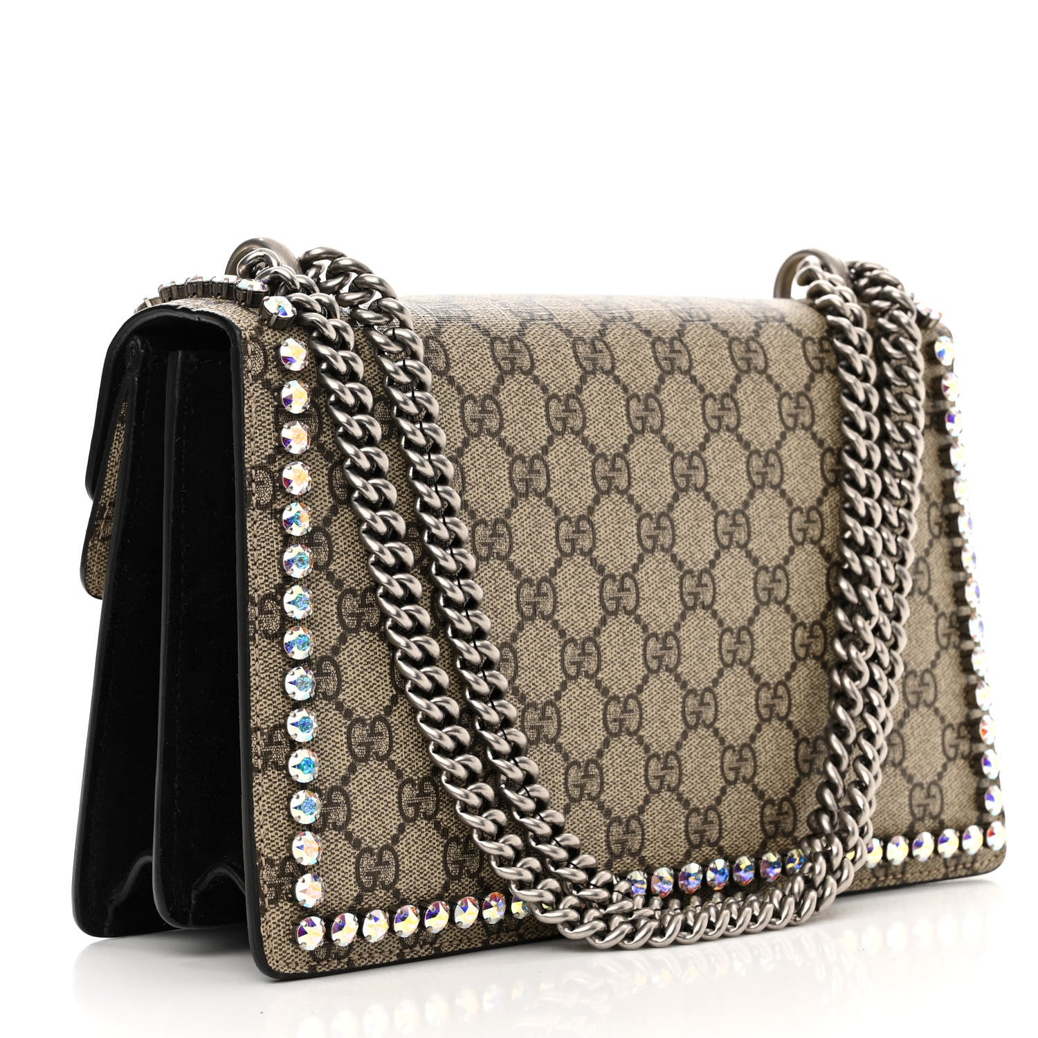 Gucci GG Supreme Monogram Crystal Small Dionysus Shoulder Bag Black 3 of 12