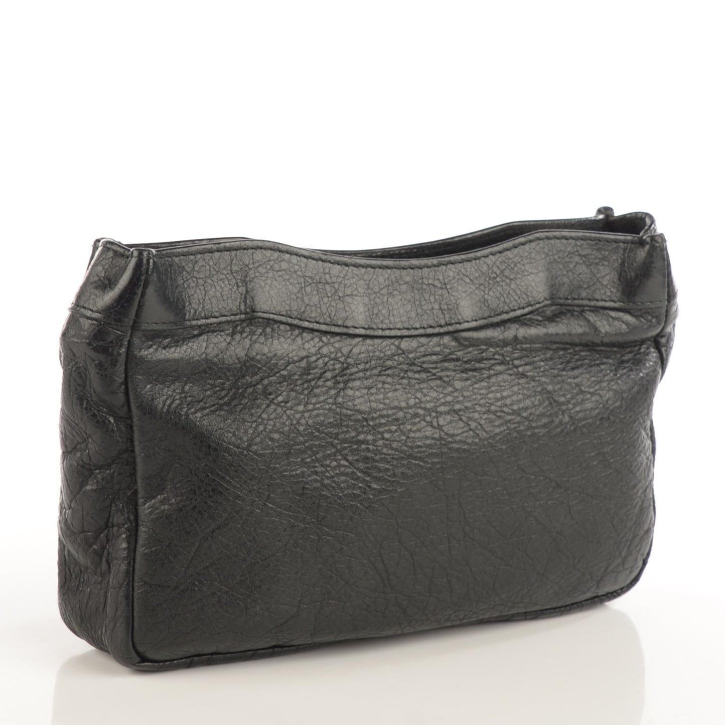 Agneau Giant 12 Rose Gold Hardware Cosmetic Pouch Black