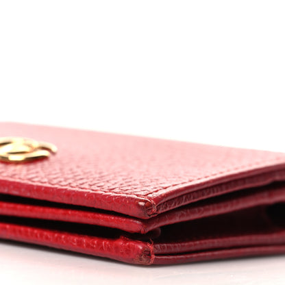 Gucci Pebbled Calfskin GG Marmont Card Case Hibiscus Red 11 of 13
