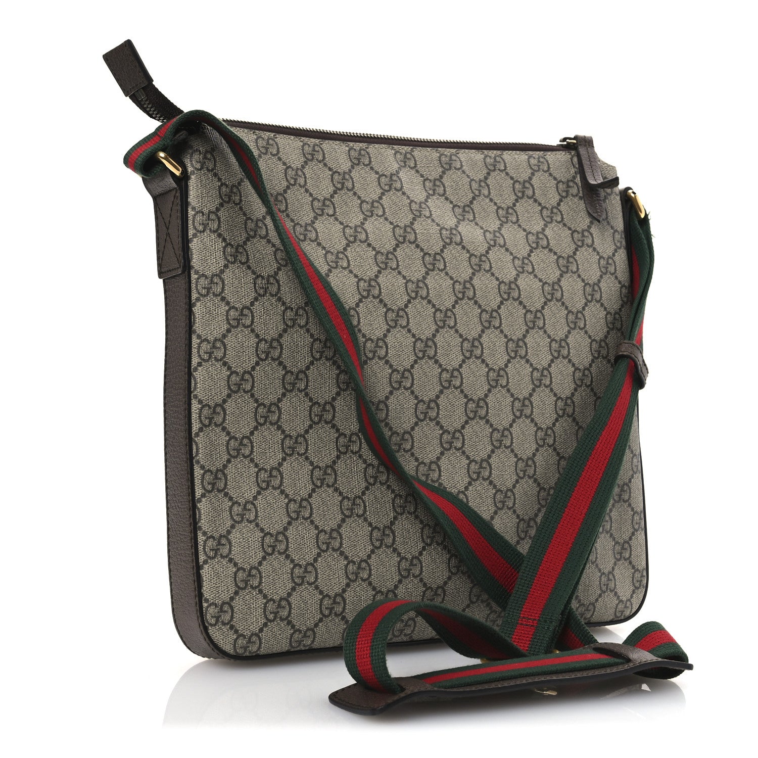 Gucci Soft GG Supreme Monogram Courrier Web Medium Flat Messenger Bag Beige New Acero Multicolor 3 of 12