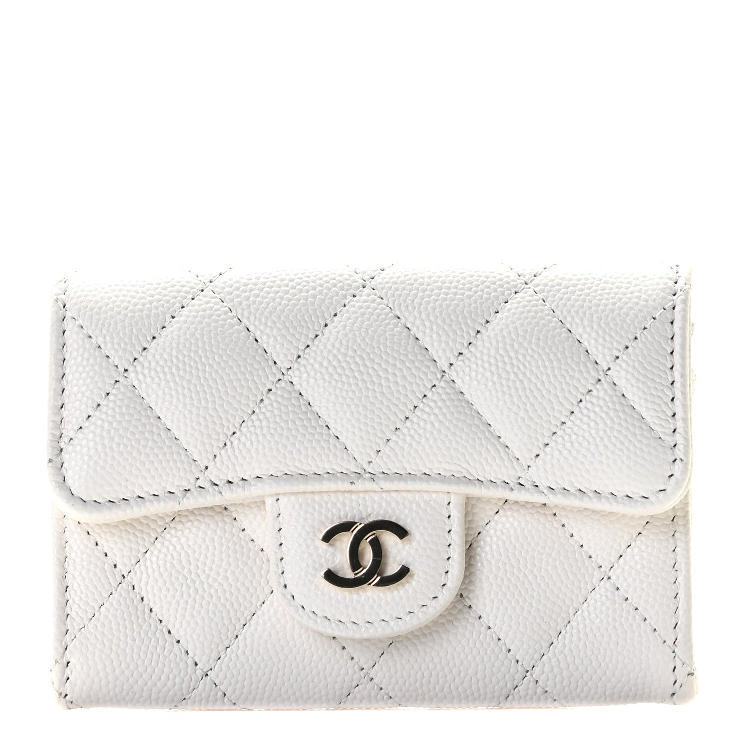 Chanel Caviar Quilted Flap Card Holder Wallet White 1 of 8