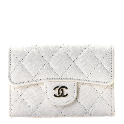 Chanel Caviar Quilted Flap Card Holder Wallet White 1 of 8