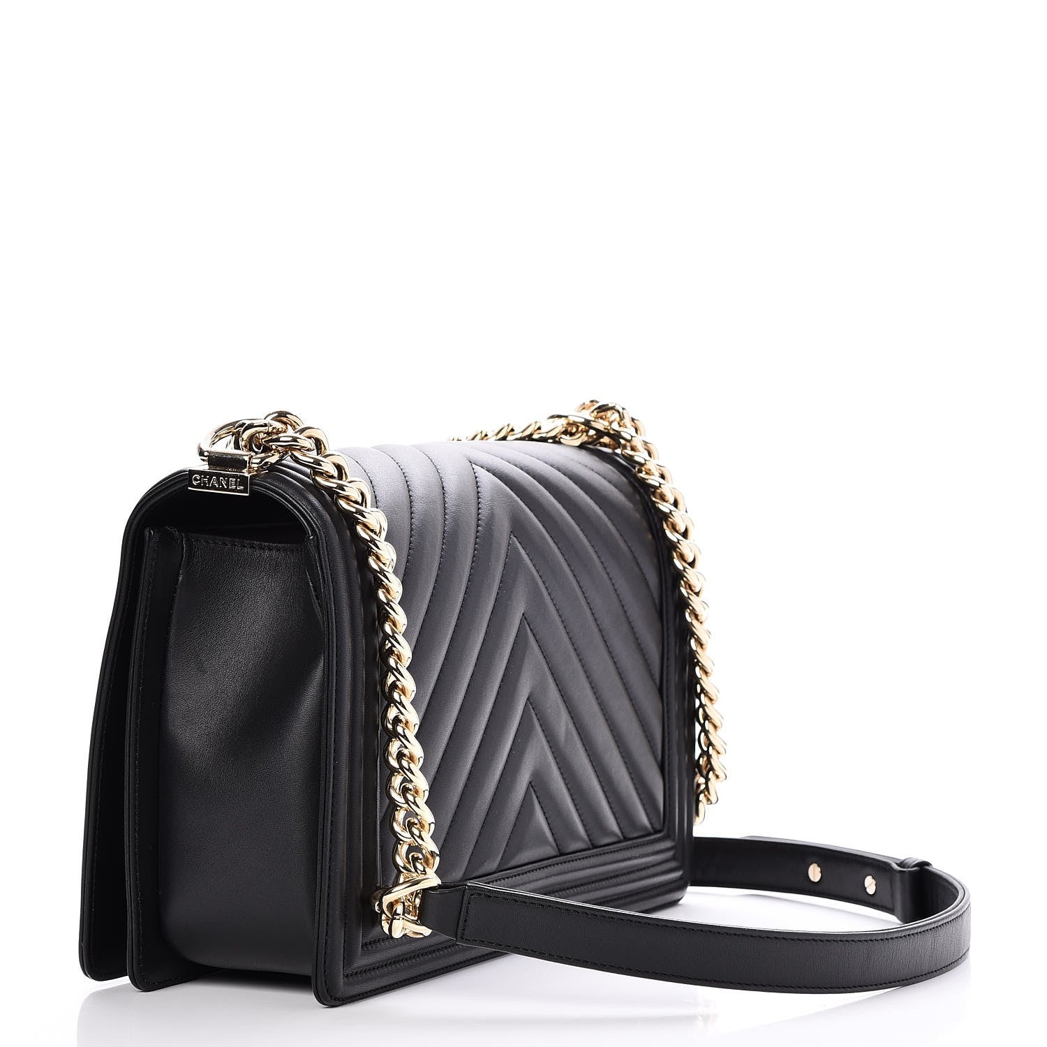 Chanel Calfskin Chevron Quilted New Medium Boy Flap Black 4 of 8