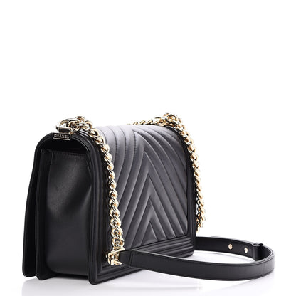 Chanel Calfskin Chevron Quilted New Medium Boy Flap Black 4 of 8