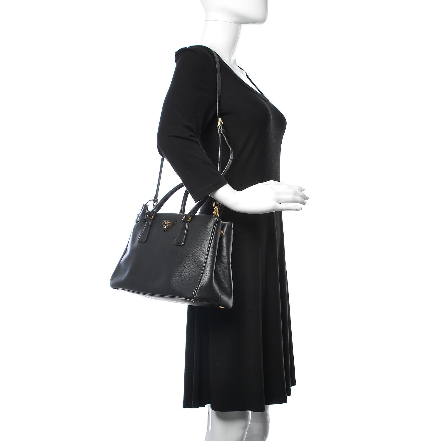 Prada Saffiano Small Galleria Double Zip Tote Black 2 of 30