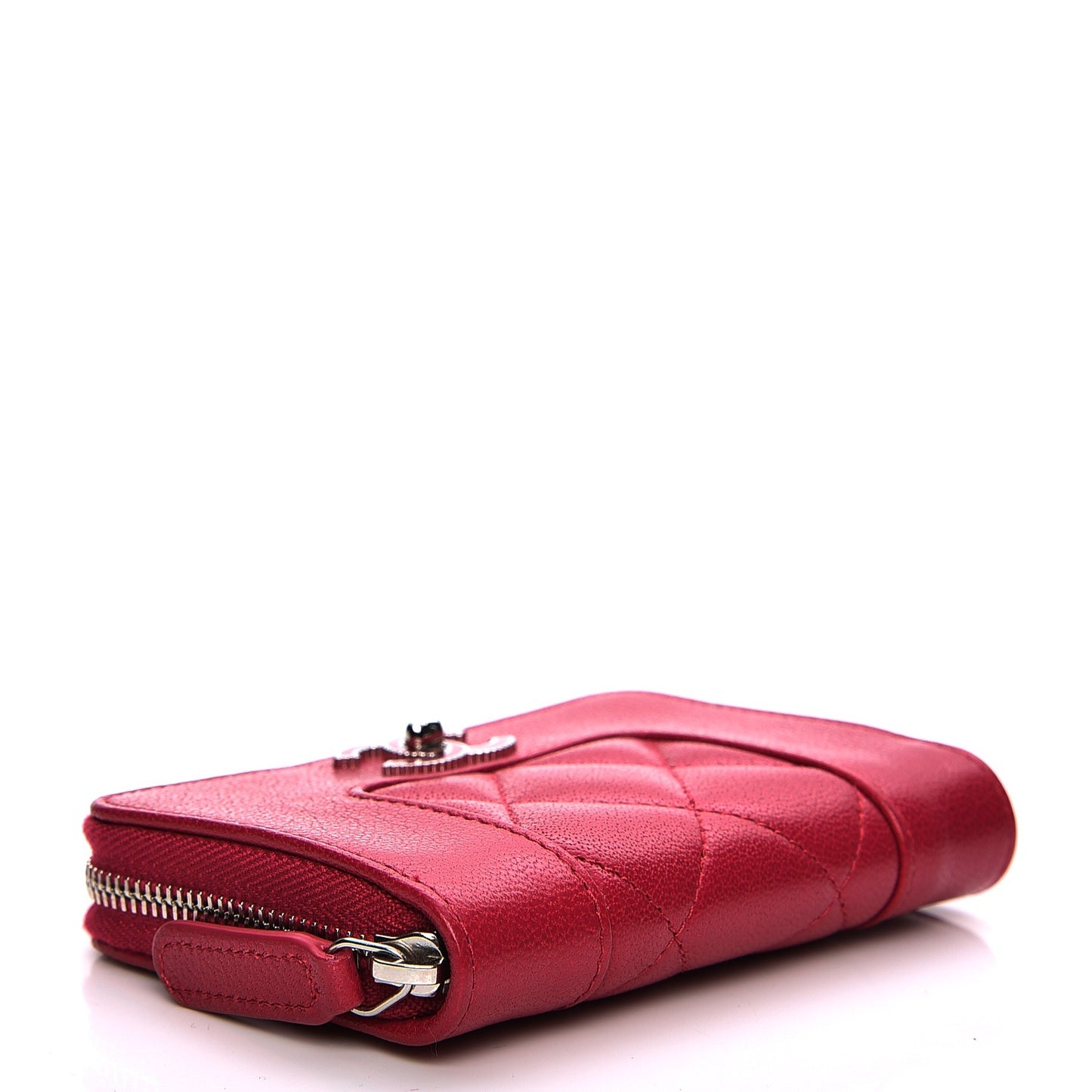 Sheepskin Quilted Mademoiselle Vintage Zip Coin Purse Pink