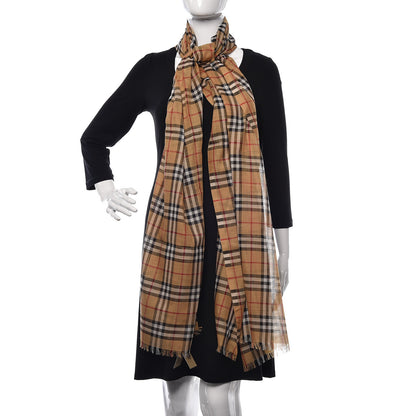 Burberry Wool Silk Gauze Vintage Check Scarf Antique Yellow 2 of 5