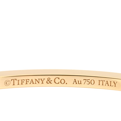 Tiffany 18K Yellow Gold Diamond T Hinged Wire Bangle Bracelet 3 of 4