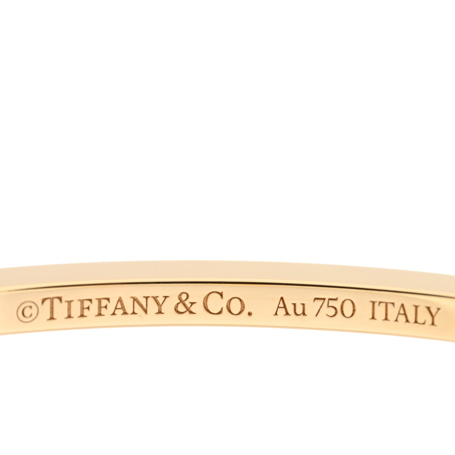 Tiffany 18K Yellow Gold Diamond T Hinged Wire Bangle Bracelet 3 of 4