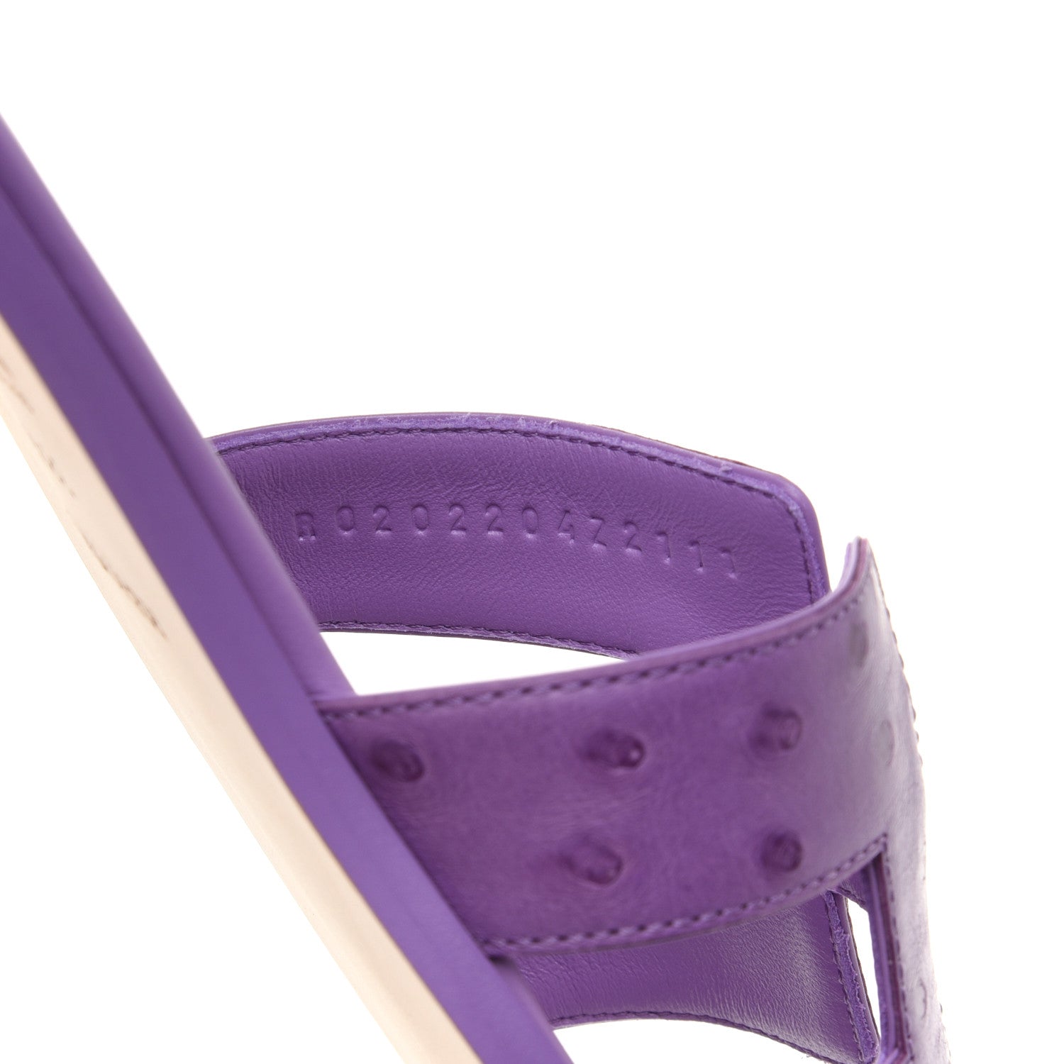 Hermes Ostrich Oran Sandals 38.5 Violet 8 of 9