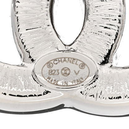Chanel Pearl Crystal CC Chain Drop Earrings Silver 8 of 8