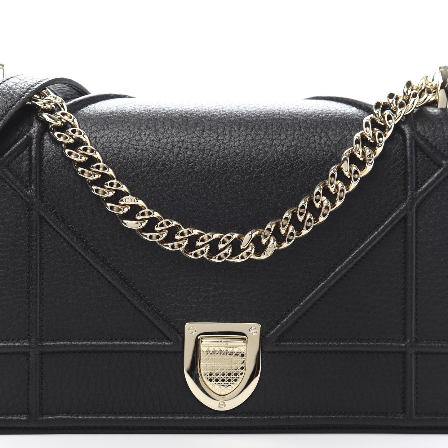 Grained Calfskin Medium Diorama Flap Bag Black