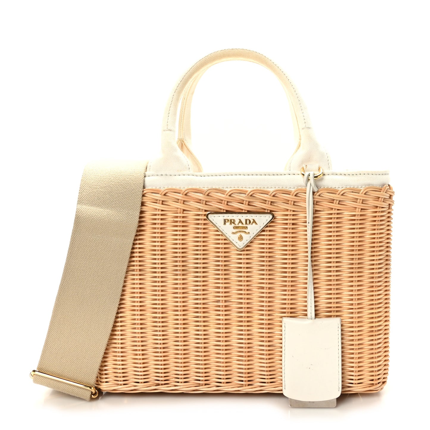Wicker Canvas Tote Naturale White