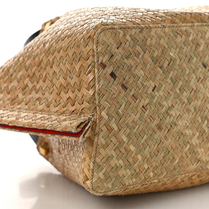 Valentino Garavani Raffia Medium Vlogo Escape Shopper Natural Black Rouge 8 of 10
