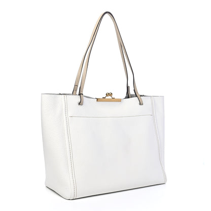 Marc Jacobs Calfskin Kiss Lock Color Block tote White Beige 2 of 10