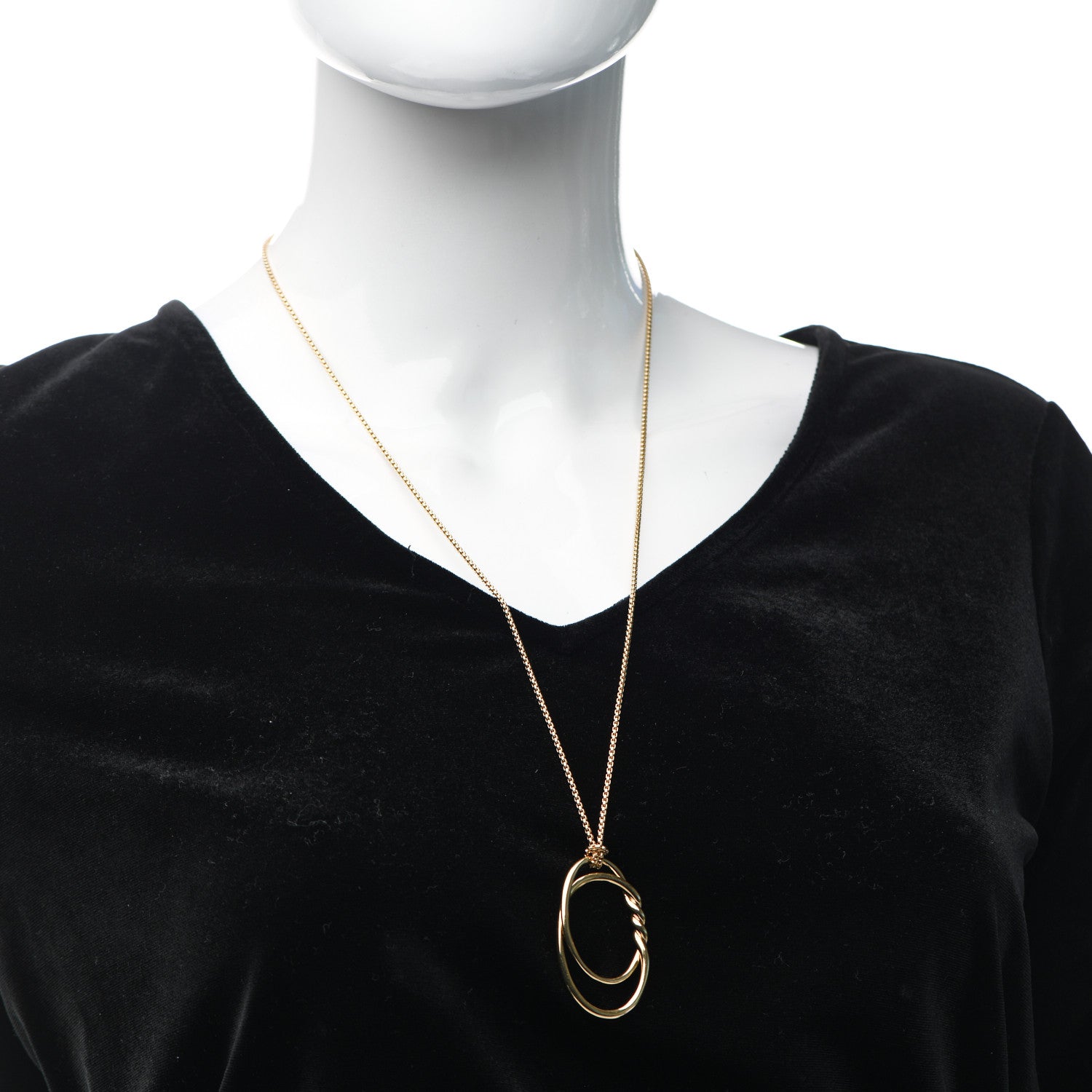 David Yurman 18K Yellow Gold 47mm Continuance Pendant Necklace 2 of 6